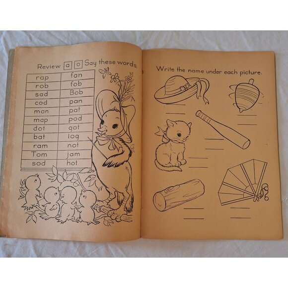 Vintage 1945 Sound And Say Phonics Coloring Book Most Pages Uncolored Merrill - Picture 5 of 9